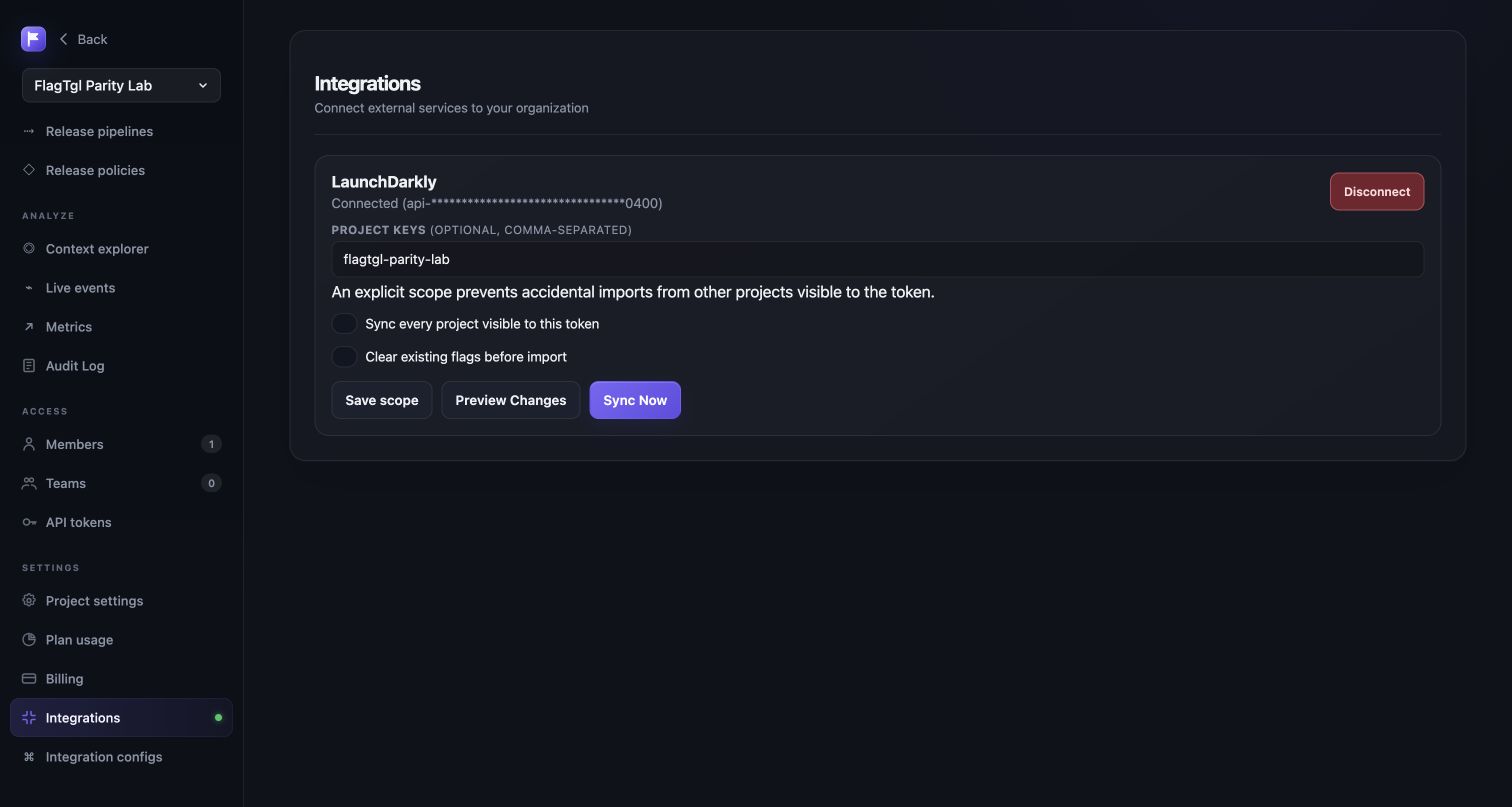 LaunchDarkly connection with an explicit project scope